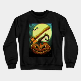 Halloween pumpkin with visual glitch effect Crewneck Sweatshirt